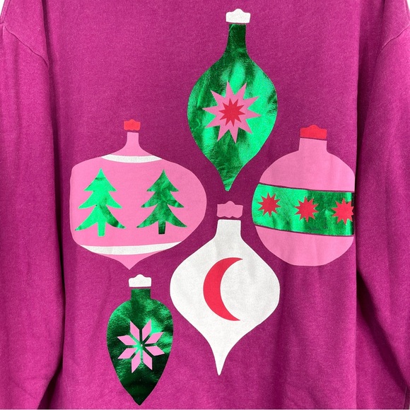 WILDFOX Shimmering Ornaments NEW Holiday Roadtrip Sweatshirt RARE Pink Size S - Picture 7 of 9